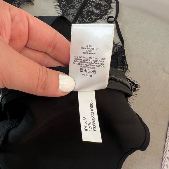 Express NWT black satin lace trim cami tank blouse size large - Picture 8 of 9